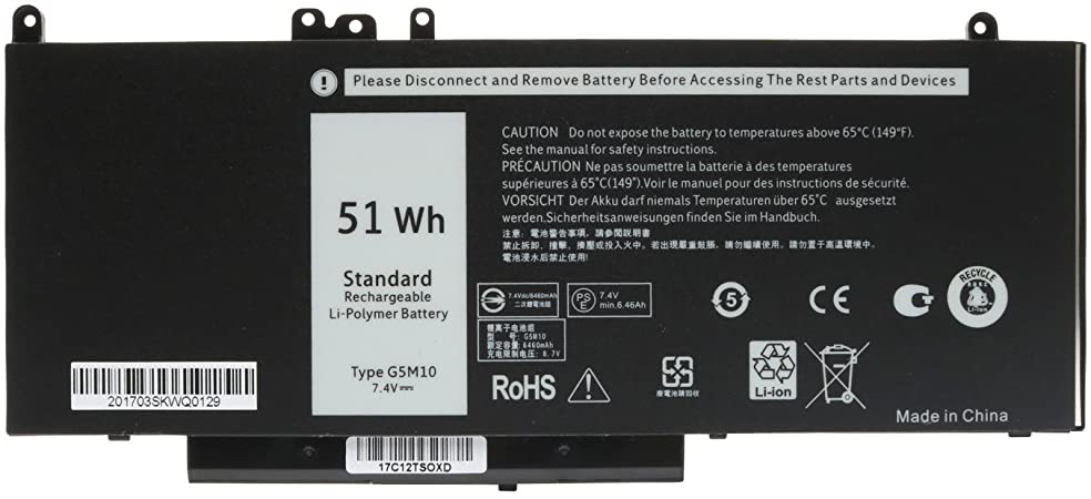 Dell G5M10 Latitude E5450 E5550 E5570 Replacement Battery